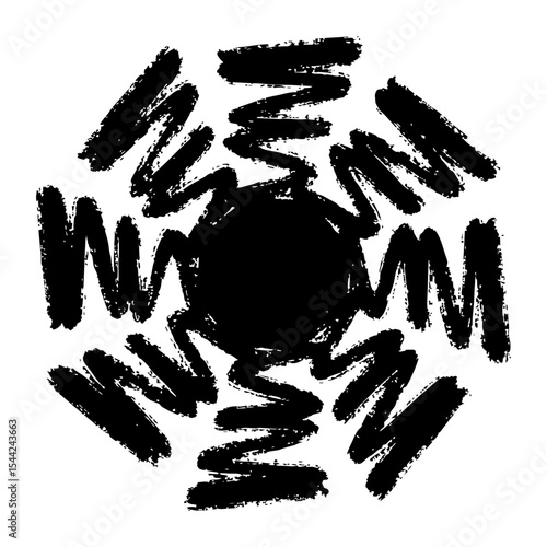 墨で描いたギザギザの渦のベクターイラスト2