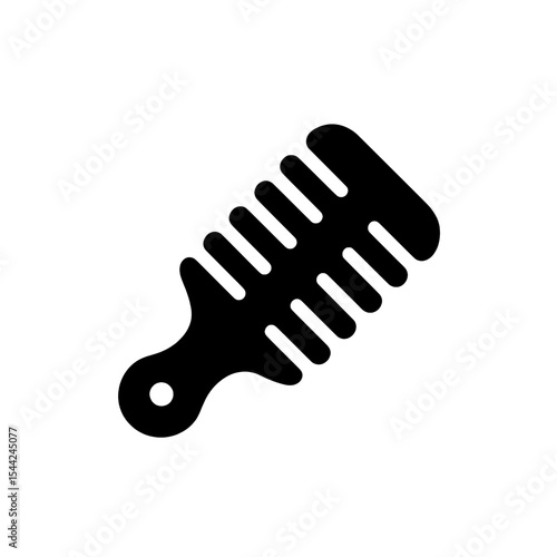 Solid black silhouette of a wide-tooth comb commonly used for curly or thick hair detangling.