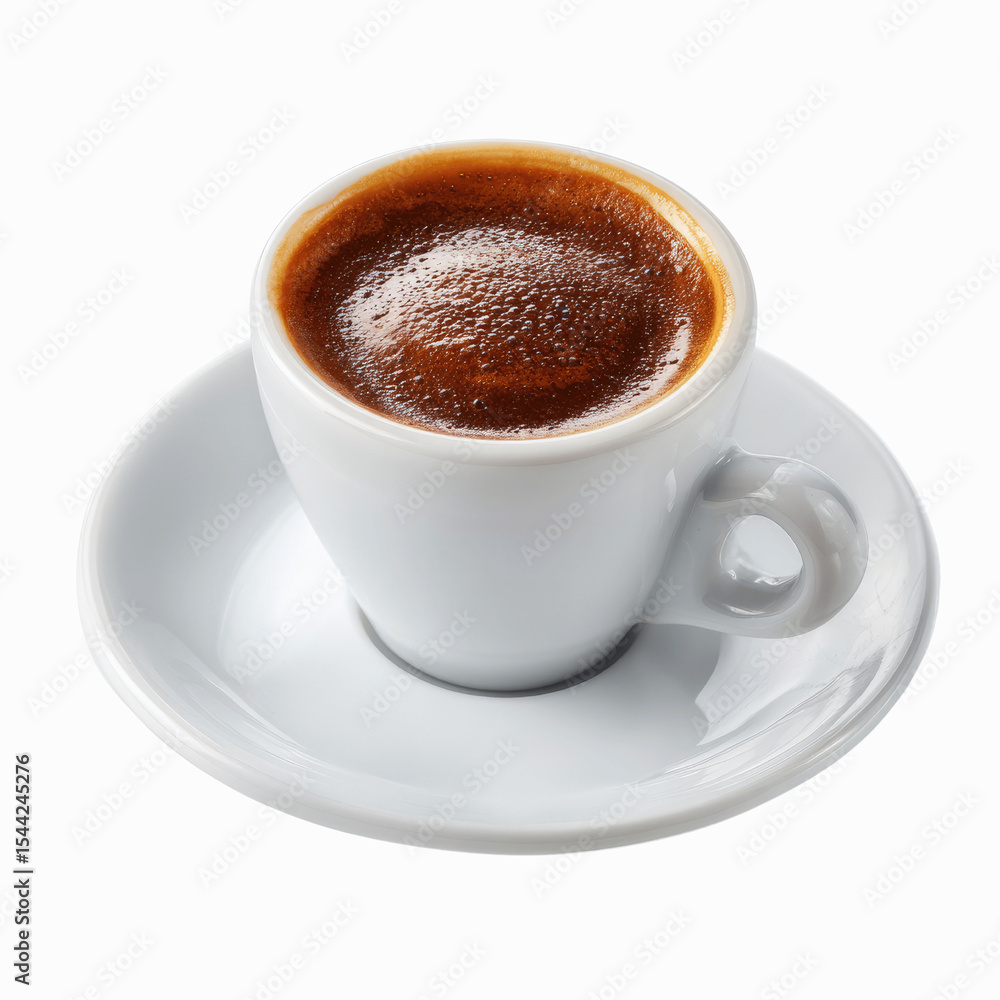 Fototapeta premium Aromatic Espresso in a White Cup and Saucer