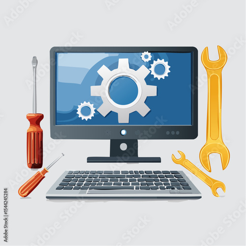 パソコン修理のシンプルなベクター画像