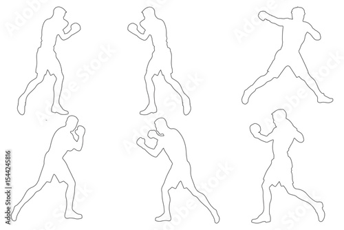 Boxer silhouette illustration. Boxing Silhouette Vector Set. Fighters in Action Poses for Fitness and Combat Sports Design variety.