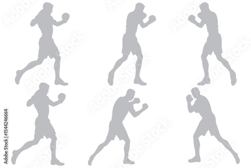 Boxer silhouette illustration. Boxing Silhouette Vector Set. Fighters in Action Poses for Fitness and Combat Sports Design variety.