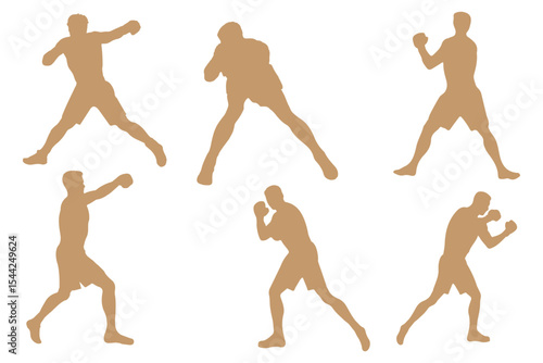 Boxer silhouette illustration. Boxing Silhouette Vector Set. Fighters in Action Poses for Fitness and Combat Sports Design variety.
