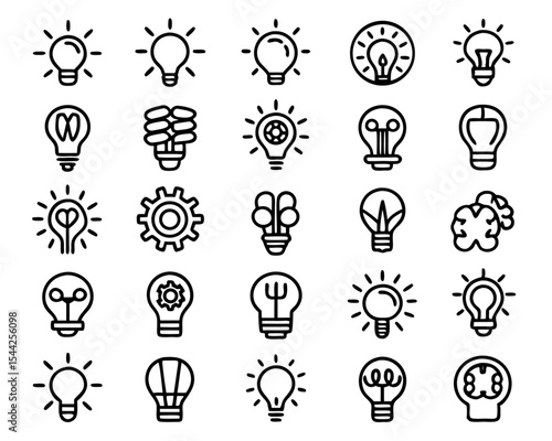 Innovative brain idea concept with light bulb isolated on transparent background