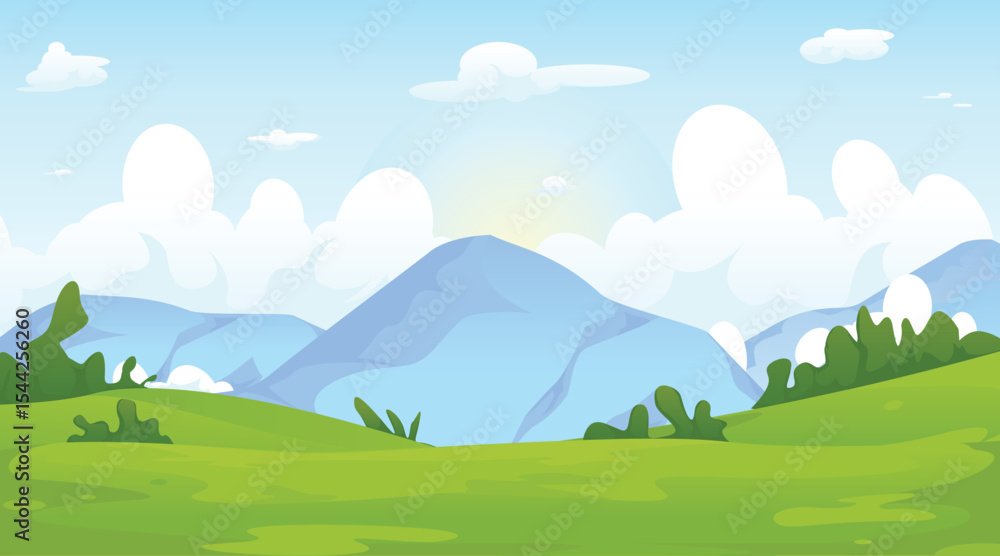 Obraz premium Panorama Landscape with green mountain and sky