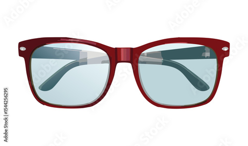 Red Rectangular Eyeglasses Clear Lens Vision