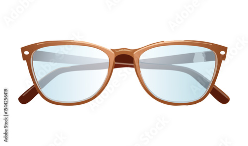 Brown Fashionable Eyeglasses Clear Lenses Vision