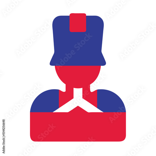Red and Blue French Soldier Icon Bastille Day National France Uniform Hat Graphic