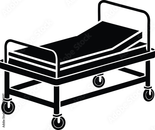 Silhouette of a gurney or hospital bed on wheels for patients