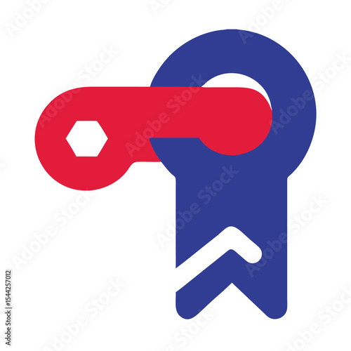 Abstract Red Blue Wrench Key Icon Design Bastille Day French Symbol Graphic vector