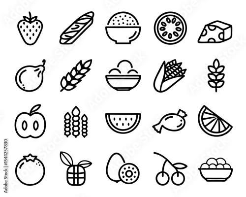 High fiber food icon thin line flat illustration isolated on transparent background