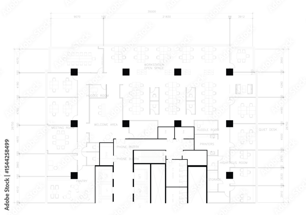 Furniture layout plan, office layout, AutoCAD office, conference room, vector format Furniture layout plan, office layout, AutoCAD office, conference room, vector format