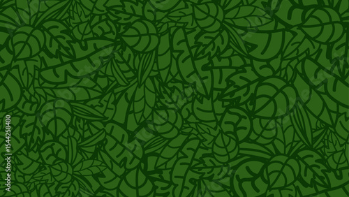 hand draw pattern with  leaves. illustration in green colors.