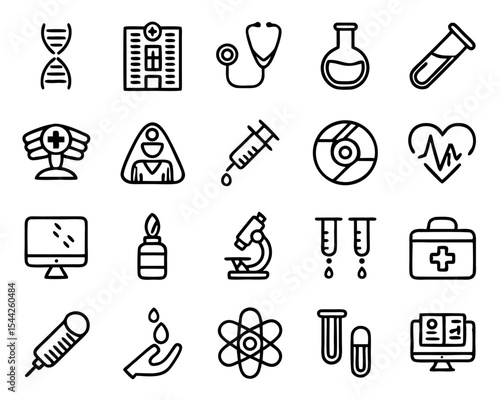 Medical history icon flat thin line design isolated on transparent background