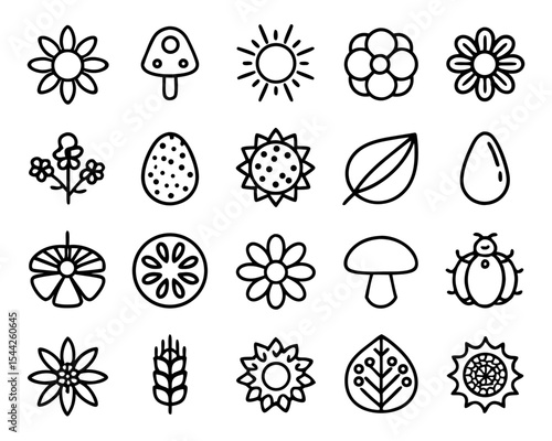 Single pollen icon thin line art design isolated on transparent background