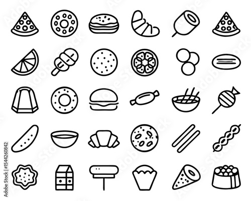 Spanish tapas icon set flat thin line illustration of isolated snacks on transparent background isolated on transparent background