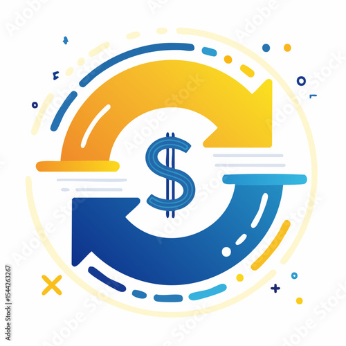 Circular Flow of Money: Blue and Yellow Arrows Design