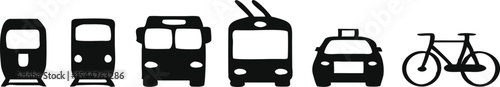 Public transport icons set. Vector illustration