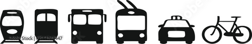 Public transport icons set. Vector illustration