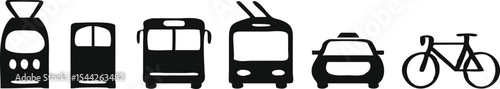 Public transport icons set. Vector illustration