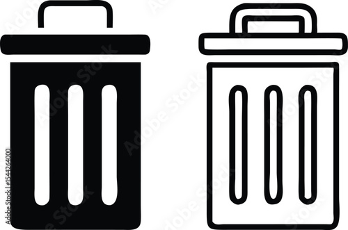 Bin icon set. Trash can, delete button. Vector