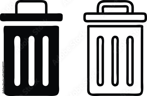 Bin icon set. Trash can, delete button. Vector