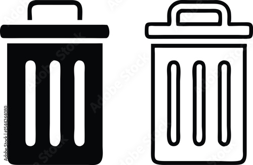 Bin icon set. Trash can, delete button. Vector