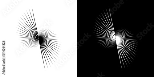 Dynamic abstract spiral sound wave rhythm lines. Circular spiral sound wave rhythm of lines. Circular futuristic abstract lines, black and white background.	