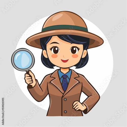 探偵のシンプルなキャラクターベクター画像
