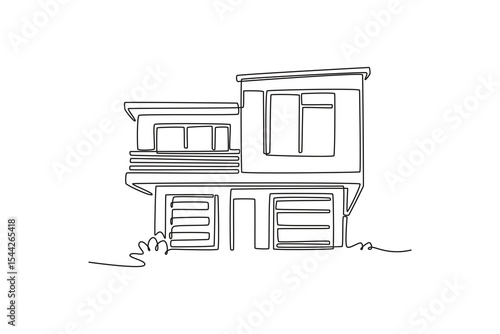 Real estate concept. Single line draw design. Vector graphic illustration