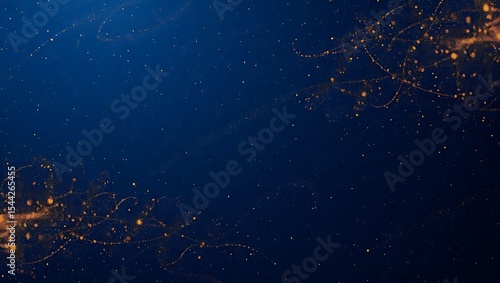 Elegant dark blue background with golden particle trails