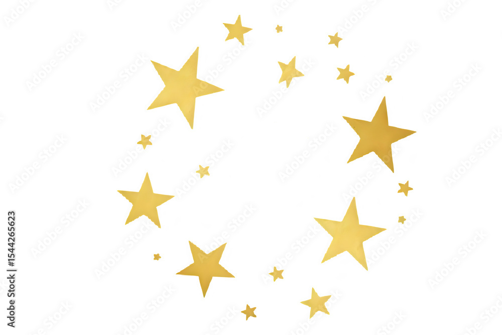 Golden Stars Arranged in a Circle on a Light Background Golden Stars Arranged in a Circle on a Light Background