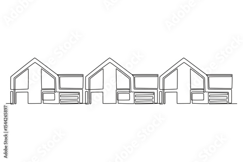 Real estate concept. Single line draw design. Vector graphic illustration