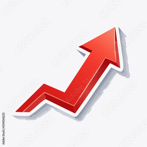 Red 3D Arrow Pointing Upward on White Background