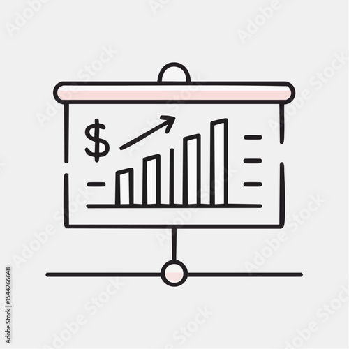 Simple Line Art Graph Showing Business Growth on a White Background
