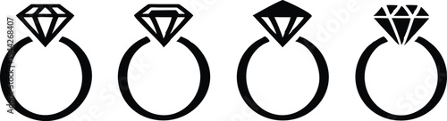 Diamond ring. Engagement ring. Vector