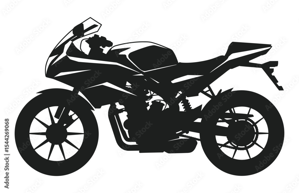 Obraz premium Silhouette of Motorcycle in Bold Black Vector Design