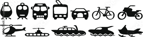 Public transport icons set. Vector illustration