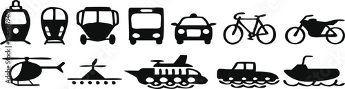 Public transport icons set. Vector illustration
