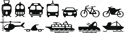 Public transport icons set. Vector illustration