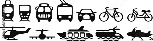 Public transport icons set. Vector illustration