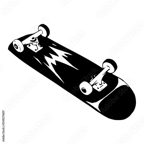 cool skateboard with lightning bolt design vector