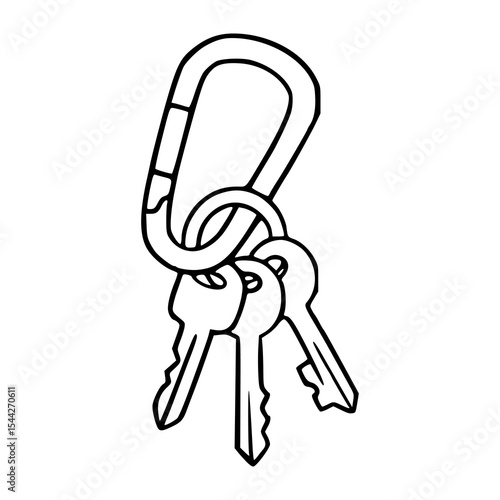 carabiner with keys outline vector