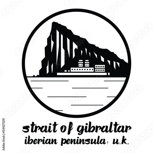 Circle Icon Strait of Gibraltar. Vector Illustration