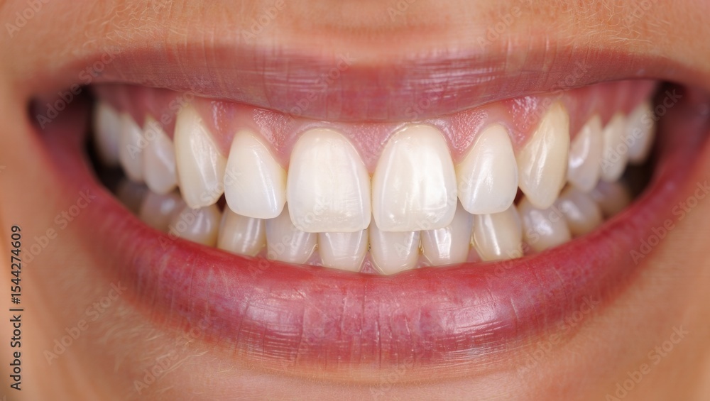 Fototapeta premium Close-up of healthy white teeth and smiling lips
