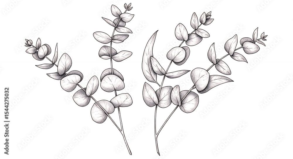 Naklejka premium Hand drawn eucalyptus branches