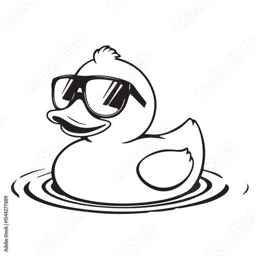 Cool rubber duck wearing sunglasses silhouette