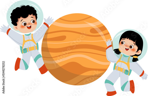 boy and girl with jupiter