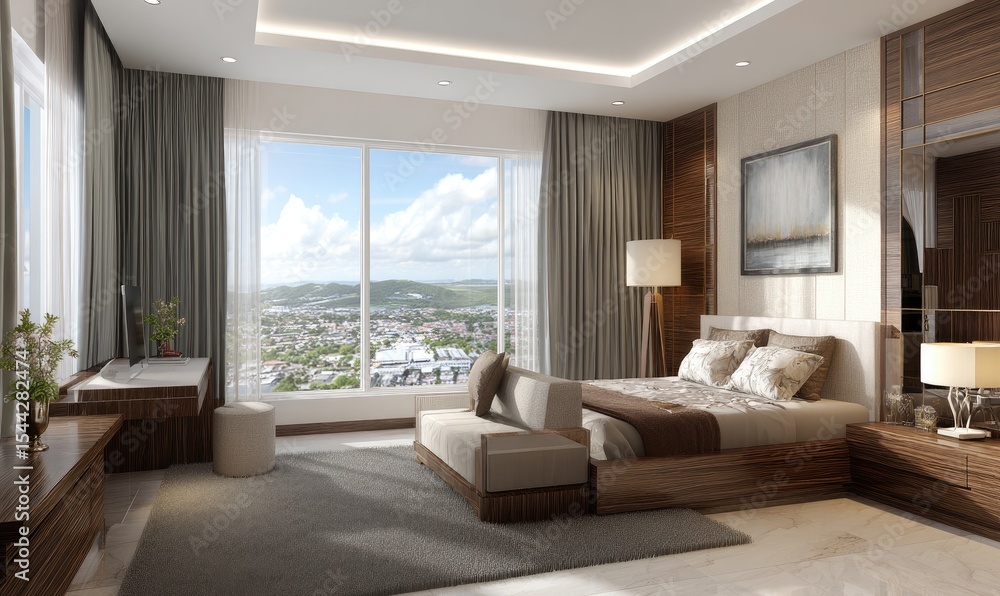 Serene Bedroom Retreat with a Panoramic View Serene Bedroom Retreat with a Panoramic View