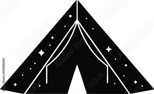  tent under the stars silhouette vector